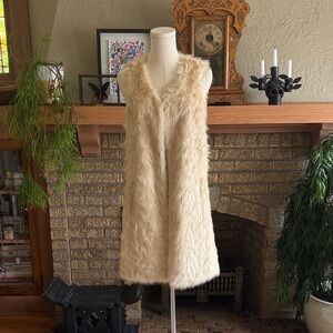 Topshop Cream Faux Fur Vest